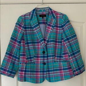 Talbots Multicolor Plaid Blazer